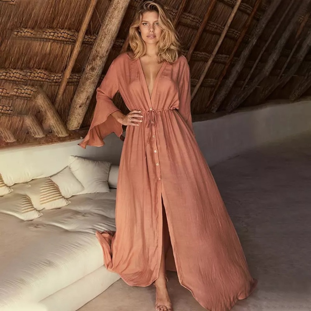 Elegant Tan Swim Cover-Up